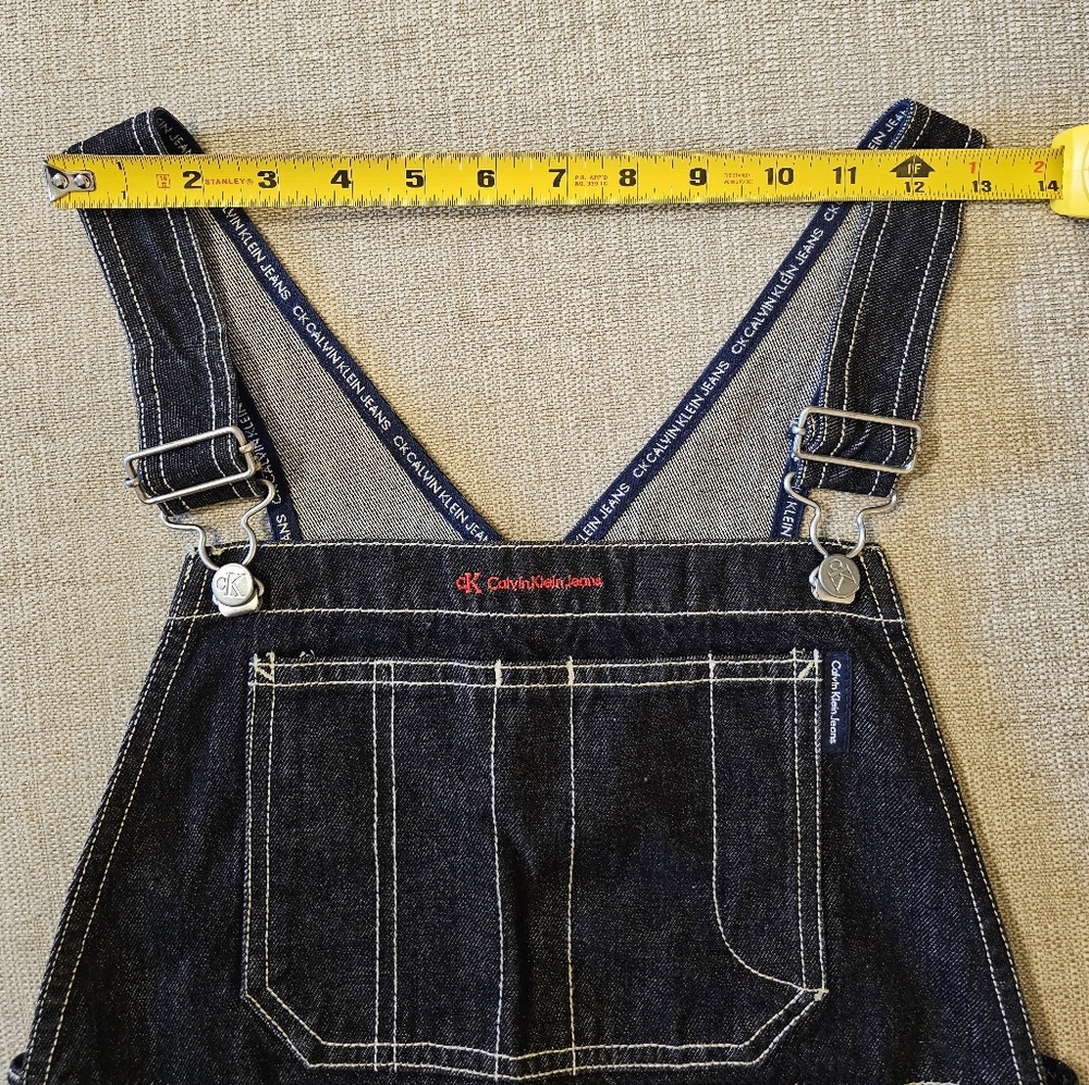 VTG 90s Calvin Klein Denim Overall Dress - Picture 13 of 16